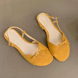 Daiiibabyyy 2024 Brown Yellow Fashion Buckle Ladies Flats Sandals Female Leopard print Footwear Women Flats Sandals Slingbacks Shoes Mujer