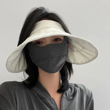 DAIIIBABYYY  -  Big Brim Empty Top Sun Hat Summer Women Anti UV Sunscreen Cap Beach Outdoor Foldable Riding Sport Visors