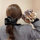 Daiiibabyyy Korean Solid  Color Silk Scrunchie Fashion Grace Elastic Hair Bands Girls Ponytail Scrunchies Headwear Hair Accessories