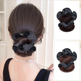 Daiiibabyyy  New Synthetic Hair Bun Claw Clip Brown with Hair Tie Bun Head Wig Fluffy Wig Hair Clip Hair Accessories