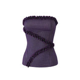 Daiiibabyyy  Strapless Ruched Cross Flower Ropa Mujer New Personalized Slim Streetwear Tanks Y2K Goth Korea Chic Ins Sexy Spice Camis