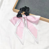 DAIIIBABYYY  -  Printed Bow Hair Rope Elegant Ribbon Ponytail Hair Band For Women Sweet Rubber Band Hair Ring Fashion Headdress Hair Accessories