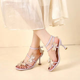 Daiiibabyyy  New Buckle Strap Women's Sandals Fashion Butterfly-knot Office and Career Brand Open Toe Summer Best Seller Heeled Sandals