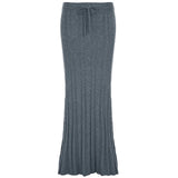 DAIIIBABYYY  -  Women's Twists Detail Sweater Fishtail Skirt Elegant Fashion Low Waisted Bodycon Maxi Skirts Winter Streetwear Basic