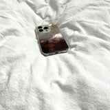Daiiibabyyy  Whirlpool Pattern IND Coffee Gradient Dyeing Phone Case with Chain for iPhone 11 12 13 14 15 16 17 Pro Max