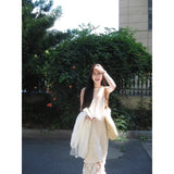 DAIIIBABYYY  -  Long Dress Lace Hollow Out Halter Off Shoulder Dresses Vintage French Style Hot Girls Sleeveless Skirts Sexy Female Clothing