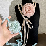 Daiiibabyyy New Goth Charm Rose Flower Long Rope Chain Choker Necklace Neck Decoration For Women Elegant Party Y2K 2000s Jewelry Accessories