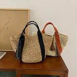 Daiiibabyyy Hollow Weaving Hand Bag Paper Rope Hand-Woven Bag Summer Handmade Fashion Casual Simple Elegant Portable Ladies Gifts