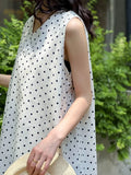 DAIIIBABYYY  -  Summer New Fashionable Sleeveless Polka Dot Shirt Vest, Loose and Slimming Versatile Linen Top