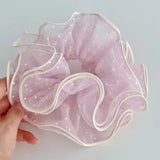 Daiiibabyyy  1PC Light Korean Pink Polka Dot Lace Scrunchie, Sweet Princess Hair Tie, Ins Style Hair Accessory For Women Daily Styling