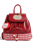 Daiiibabyyy  Cartoon Apple Mochilas Mujer Cute Teenage Girls Mochila New Trendy Bag All-match Shopper Bolsas Contrast Plaid Backpack