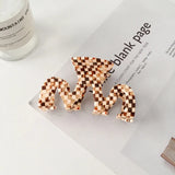 DAIIIBABYYY  -  8.8cm Medium Size Hair Claw Hairclip with Squares Headwear Accessories for Girls  Wave Shaped Euro-American Style INS