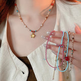 Daiiibabyyy  Crystal Stone Pearl Handmade Beadeds Chain Choker Necklace For Women Luxury Elegant Fashion Charm Aesthetic Jewelry Accessories
