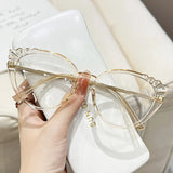 Daiiibabyyy  Fashionable New Cat Eye Glasses for Men and Women, Ultra Light Full Frame Glasses, High-definition Anti Blue Light Glasses