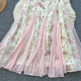 DAIIIBABYYY  -  Elegant Butterfly Print Mesh Spliced Ruffle Sleeveless Chic Straps Slim Slip Dresses French Women High Street Summer Clothing