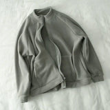 Daiiibabyyy  Double-sided Sweatshirt for Women Plus Velvet Winter Thick Loose Versatile Collar Zipper Sweatshirt Casual Sports Cardigan