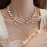 Daiiibabyyy S925 Shell Pearl Choker Women Simple Handmade Strand Bead Necklace 2023 Trendy Jewelry for Women Girls Wedding Necklaces NK165