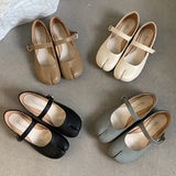 Daiiibabyyy 2024 Blue Women Flats Round Toe Retro Single Shoes One Word Buckle Shallow Mouth Mary Jane Shoes Split Toe Shoes Sandals Mujer