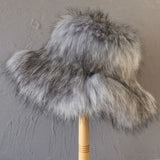 Daiiibabyyy  Winter Oversize Luxury Fluffy Raccoon Fur Bucket Hats for Women Retro Plush Warm Fisherman Hat Wide Brim Thickened Panama Cap