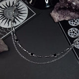 Daiiibabyyy  Gothic Personality Geometric Circular Black Crystal Spliced Double Layer Necklace for Women Men Punk Alternative Witch Jewelry
