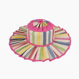 Daiiibabyyy  Plaid Print Ruffle Wide Brim Bucket Hat Foldable Sun Protection Loose Fit Summer Women Straw Hat Casual Chic Lady Sombrero