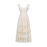 DAIIIBABYYY  -  French Style Ruffled Square Collar Dress Women's Summer Holiday Style Sleeveless A-line Long Dress Fashion Female Clothes