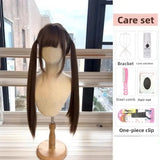 Daiiibabyyy  Cute Lolita Girl Long Medium Length Wig Full Head Cover Style JK Universal Wig 80cm Head Cover Elegant Hair Extension