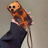 Daiiibabyyy  Whirlpool Pattern IND Amber Dyeing Phone Case with Hanging Rope for IPhone 11 12 13 14 15 16 17 Pro Max