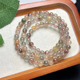 DAIIIBABYYY  -  6MM Natural Colored Rutilated Quartz Triple Circle Bracelet Reiki Healing Fengshui Stone Fashion Jewelry For Women Holiday Gift