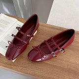 Daiiibabyyy 2024 Red Spring Autumn Women Mary Jane Shoes Soft Casual Outdoor Dress Flat Ballet Shoes Round Toe Shallow Slip On Flats Mujer