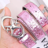 DAIIIBABYYY  -  New Y2k Moon Star Belt Fashion Cross Metal Retro Punk Belt Women Girls Pu Leather Sequin Waistband Jeans Pants Decorative Belts