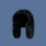 Daiiibabyyy  Lamb Fur Cap Solid Color Men Women Pilot Hat Anti-cold Warmer Faux Fur Pilot Cap Adjustable Soft Ear Protection Hat Daily