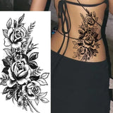 DAIIIBABYYY  -  Black Flower Women Sexy Tattoo Sticker Women Dot Rose Peony Body Chest Art Temporary Tattoos Water Transfer Fake Tattoo Stickers