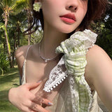 Daiiibabyyy Korean Sweet Turban Cap Summer Lace Triangle Headscarf for Woman Girls Headwear Scarf Headband Hair Accessories