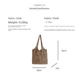 Daiiibabyyy  Double-Sided Wear Suede Shoulder Bag Leopard Print Canvas Tote Casual Unisex Square Bag Open Top Shoulder Bag for Commuting