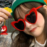 Daiiibabyyy  New Love Women's Sunglasses Fashion Trend Big Face Look Thin Girl Cute Design Sense Peach Heart Sunglasses