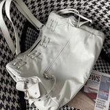 Daiiibabyyy  Streetwear Punk Vintage Rivet Shoulder Bags Y2k Aesthetic Fashion Office Lady Women's Handbags Korean High-capacity Underarm Bag