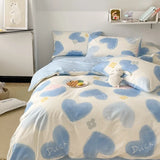 DAIIIBABYYY  -  New Little Fresh Pure Cotton Four Piece Set with 40 Thread Count All Cotton Bedding Ins Bed Sheet and Quilt Set with 4