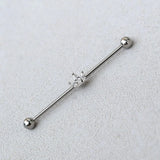 DAIIIBABYYY  -  1PC Industrial Piercing Barbells Jewelry Stainless Steel CZ Heart Ball Pearl Cartilage Helix Earring Body Piercing for Women Men
