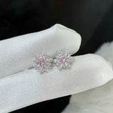 Daiiibabyyy  Romantic Sparkling Zircon Snowflakes Stud Earrings for Women Girls Sweet Cute Elegant Earrings Daily Wearing Jewelry Accessories
