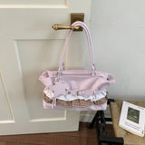 Daiiibabyyy  Korean Style Large Capacity Tote Bag Ballet Style Tote Bag, Women's New Commuting Handheld Shoulder Bag for Daily Work Travel