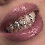 Daiiibabyyy  Hollowed-Out Heart Hip-Hop Style Teeth Accessory - Suitable For Both Men And Women. Ldeal Gift For Festivals And Parties.