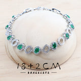 Daiiibabyyy 925 Sterling Silver Jewelry Sets For Women Green Zircon Bracelets Earrings Rings Pendant Wedding Necklace