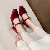 Daiiibabyyy  Summer New Square Toe Women's High Heels Buckle Strap Dress Pumps with Leopard Plus Size Chunky Heels Fashion Ladies Shoes
