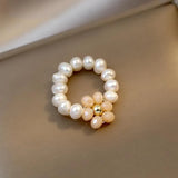 Daiiibabyyy  High Quality Sweet Flower Design Natural Freshwater Pearl Female Party Ring Jewelry For Women Cheap Gifts