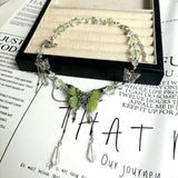 Daiiibabyyy  Fairy green crystal butterfly necklace female choker necklace clavicle chain