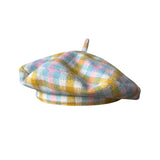 Daiiibabyyy  Autumn Winter British Color Plaid Flying Saucer Hat for Women Autumn Style Versatile Retro Checked Beret Fashion Painter Cap