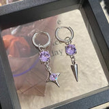 Daiiibabyyy  Stainless Steel Rivet Drop Earrings for Women Exquisite Retro Zircon Starburst Hoop Earrings Hip Hop Punk Versatile Jewelry Gift