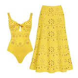 Daiiibabyyy  women's long skirt casual suit for spring and summer fashion new swimsuit with hollow out design sexy swimsuit