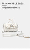 Daiiibabyyy  Elegant Pink Bow Rhinestone Underarm Bag Sweet Lolita Pleated Shoulder Bags Portable Bow Handle Handbag Cute Ita Purse Trendy
